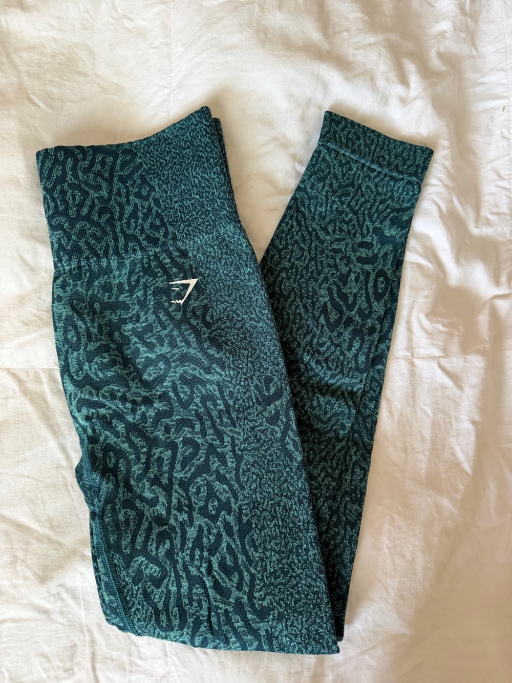 Gymshark Green Patterned Leggings - Athletic Logo